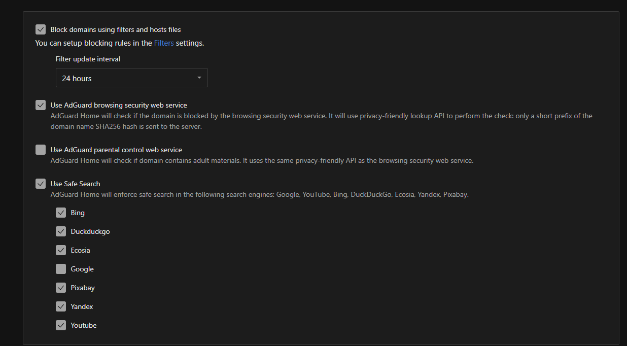 Adguard Safe Search Settings